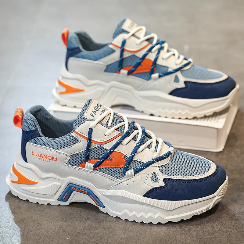 

2023 всесезонные новые модные мужские туфли на толстой подошве дышащая легкая Повседневная универсальная уличная Нескользящая спортивная обувь