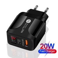 20w usb c quick charger qc 3 0 dual ports with led display for iphone 12 huawei fast phone charge wall adapter