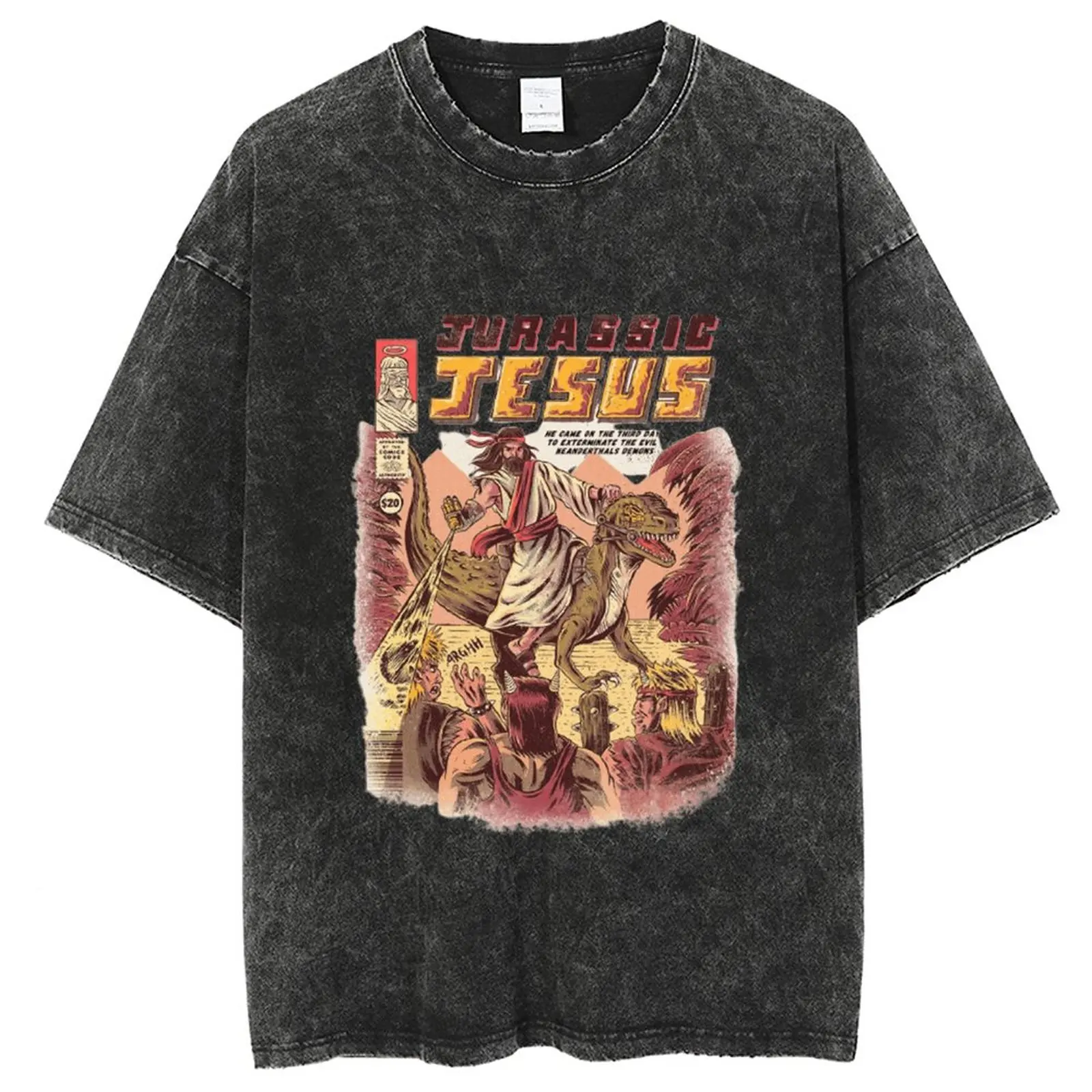 

Vintage Gothic Style Men T-Shirts For Unisex, Washed 100% Cotton T Shirts, Hip Hop Devil Printed Tees, Casual Tops Y2K Clothes
