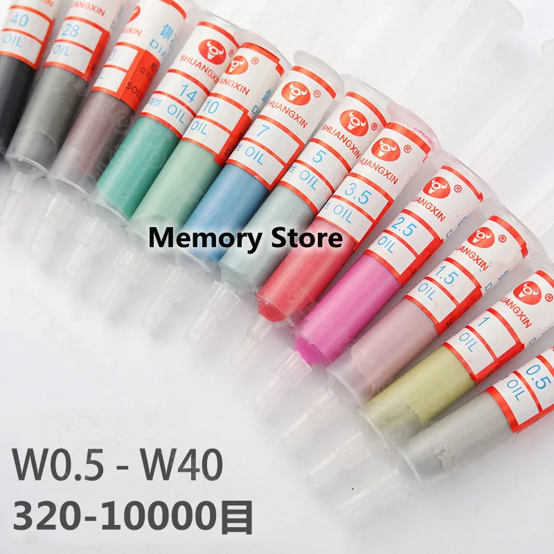 12PCS 5 gram Mirror Diamond Polishing Paste Compound Syringe，0.5 to 40 Micron