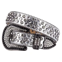 silver diamond studded belt for men designer high quality leather belt western cowboy cowgirl rhinestone belts ceinture femme