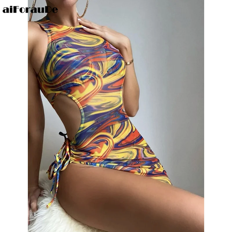 

Сексуальный купальник, новинка 2022, Женский комплект бикини с принтом, женский купальник из трех предметов, купальный костюм с лямкой на шее, ...