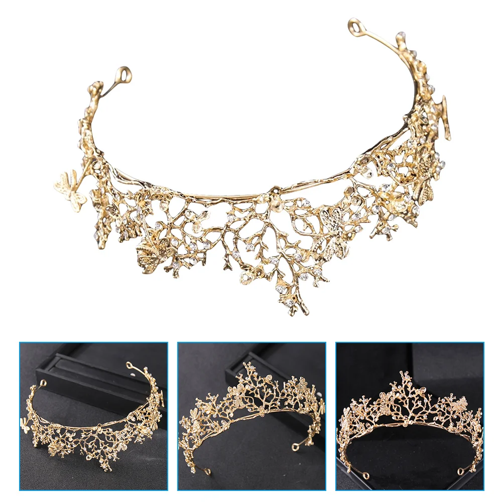 

Корона, Золотой декор, свадебная нежная искусственная Тиара для невесты, тара, девушки на день рождения из сплава