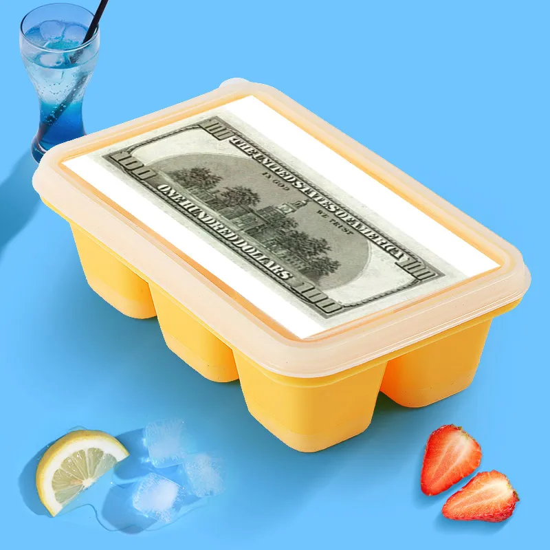 

100 Dollars Back Ice Cube Maker for Summer DIY Drinking Self Seal Bag Summer Transparent Ice Cube Tray 6 Grids DIY Molde Helado