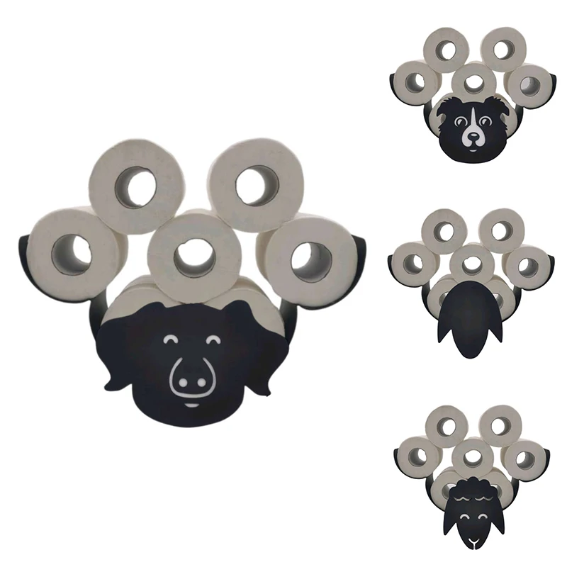 

Animal Toilet Paper Holder, Cute Roll Holder, Metal Wall Mounted Bathroom Tissue Storage Rack, 7 Rolls Capacity