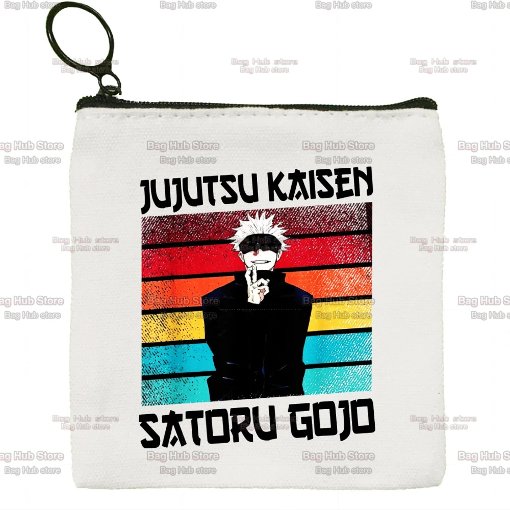 Jujutsu Kaisen Canvas Zipper Coin Bag Female Student Mini Cute Coin Purse Lipstick Bag Small Portable