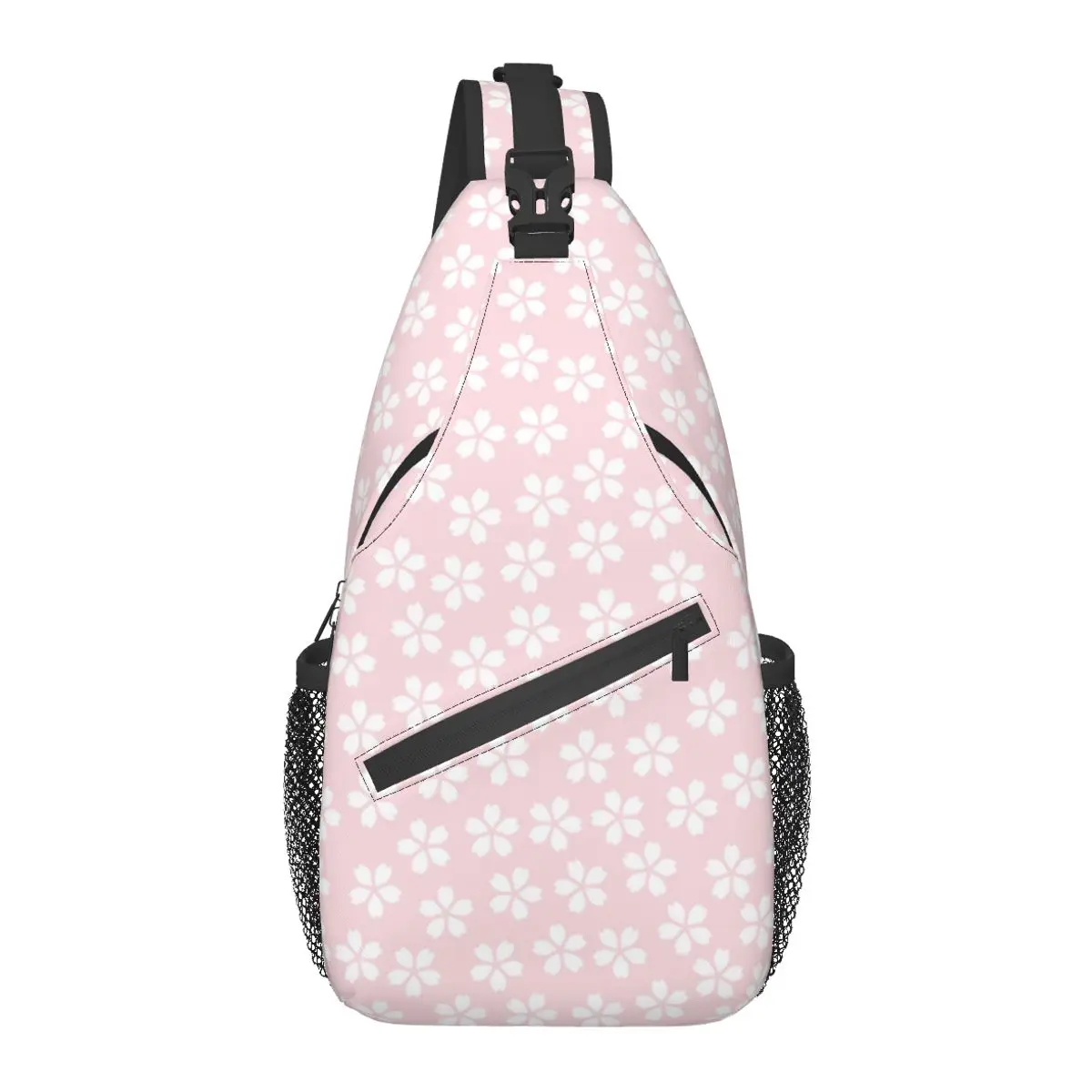 

2022 Chest Bag Men's Casual Messenger Bag Fashion Women Chest Bag Pink Cherry Blossom Flowers Handbag Travel Phone Bag