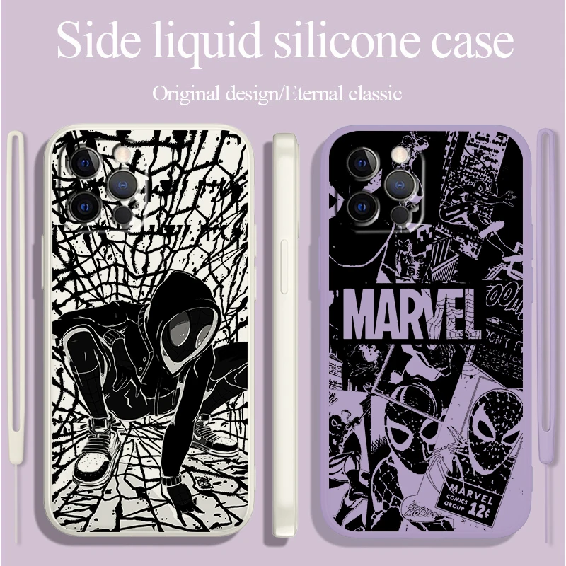 

Liquid Rope Phone Case For Apple iPhone 14 13 12 Mini 11 Pro XS MAX XR X 8 7 6S SE Plus Marvel Superhero Spider-Man Cover Capa