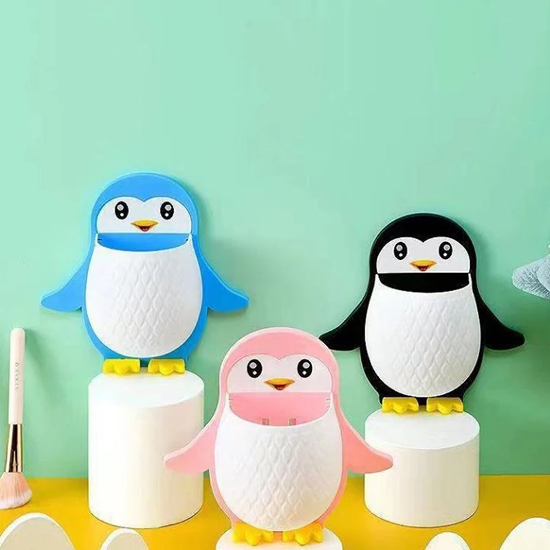 

Penguin Storage Rack Makeup Storage Box Dormitory Bathroom Toothbrush Bedside Arrangement Wall Mounted Storage Rack Shower Shelf