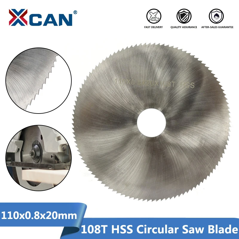 XCAN 1pc 110x0.8x20mm 108T HSS Steel Circular Saw Blade Wood Metal Cutting Disc Slitting Saw Blade General Purpose Saw Blade