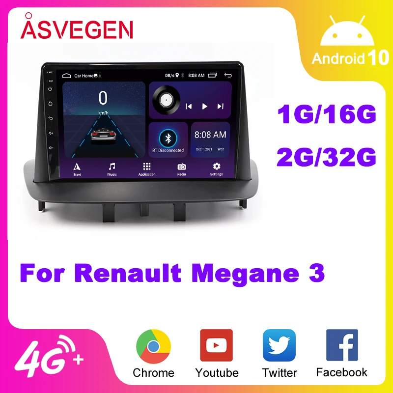 

Автомагнитола 9 дюймов, Android 10, GPS, подходит для Renault Megane 3 Fluence 2008-2014, мультимедийный плеер DSP Carplay 2 ГБ 32 ГБ No 2 Din