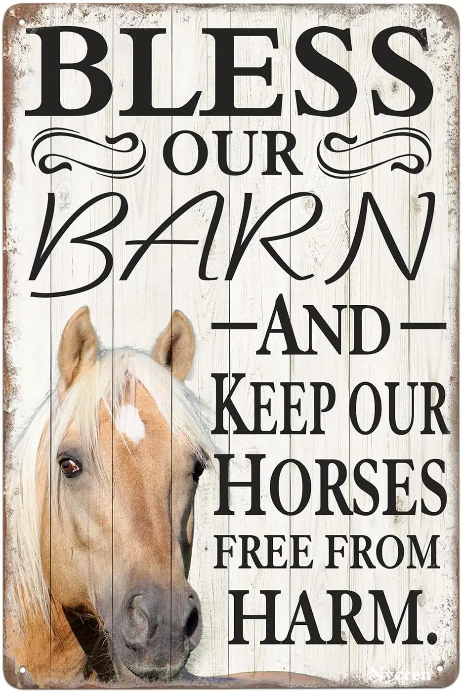 Metl Tn Sgn Horse Bless Our Brn nd Keep Horses Free From Hrm Rustc Decor Vntge Home Frmhouse Rnch Zoo Br Club Cve Wll De