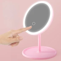 led makeup mirror with light lamp with storage desktop rotating cosmetic mirror light adjustable dimming usb vanity mirror
