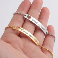 laser engraving custom couple bracelet women men anniversary gift stainless steel adjustable fashion custom gift jewelry