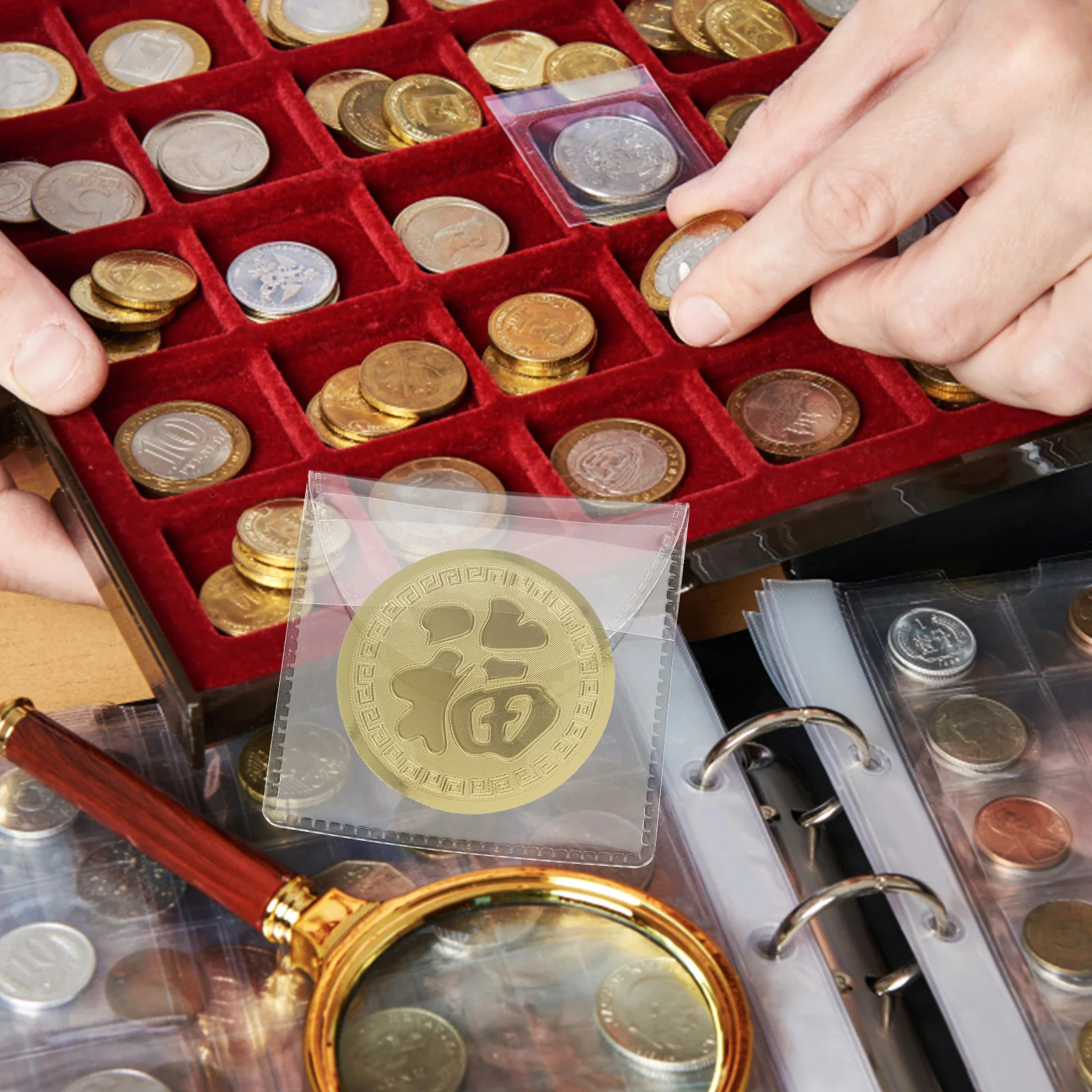 40 шт. контейнер для сбора валют прозрачный значок из ПВХ предметы хранения монет