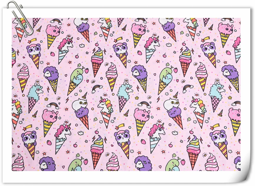 Wide110 см мультяшный мороженое торт овощи хлопчатобумажная ткань печатная для