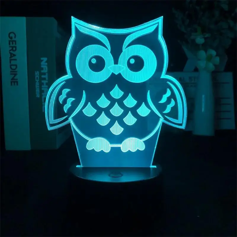 3D лампа ночная животное Сова меняющая цвет настольная комнатная прикроватная
