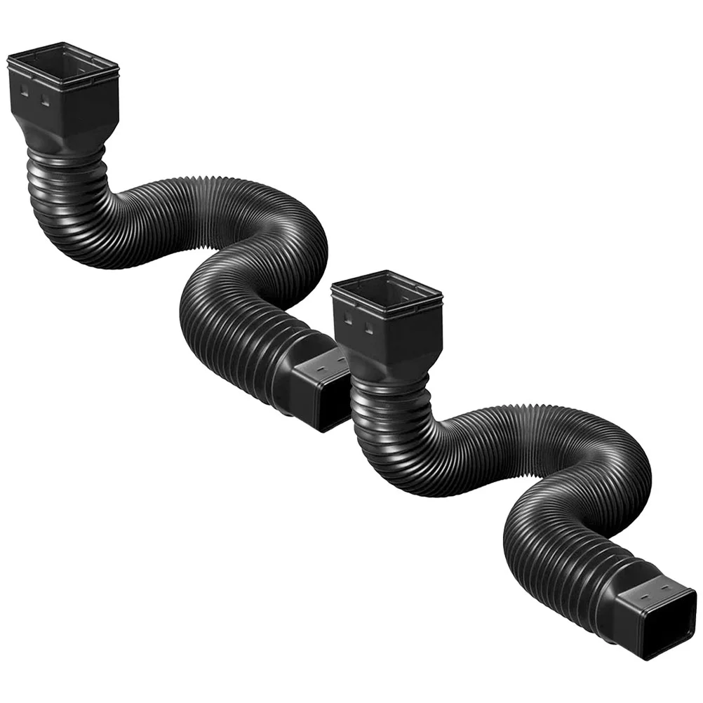 

2 Sets Drain Hose Outdoor Trash Downpipe Extender Retractable Gutter Kit Black Downspout Extension Tubing Tube