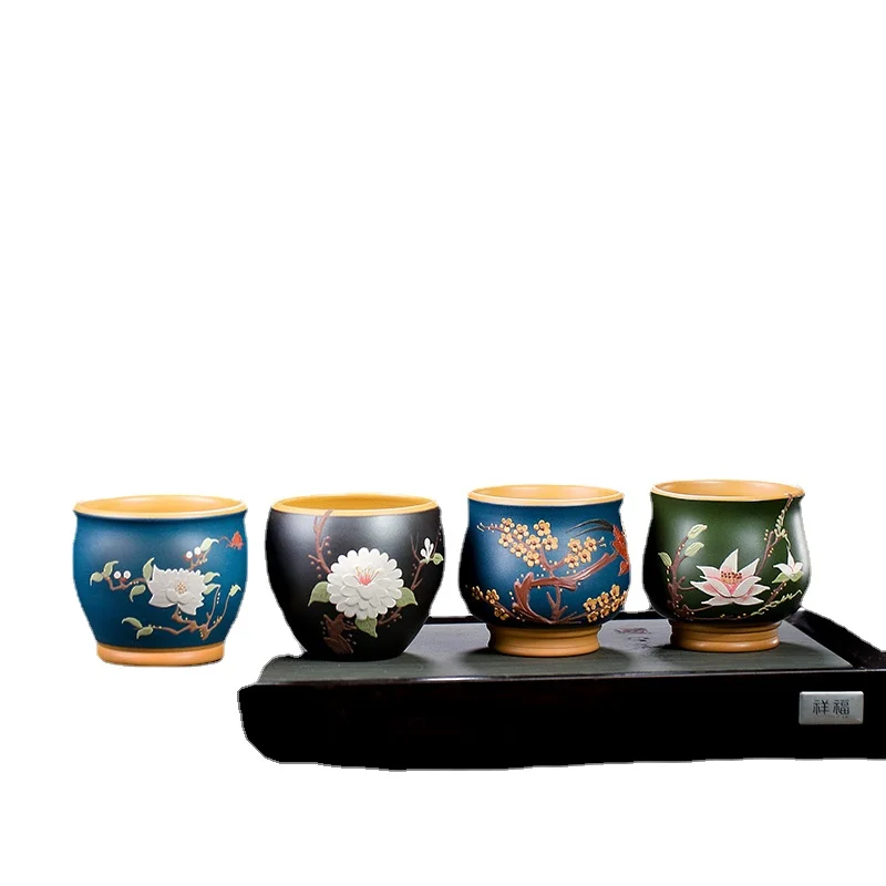 

Yixing ручная работа, фиолетовый песок, сырая руда, ароматная Магнолия, хризантемы, чашка с сливой, чашка с большим горлышком, чайная чашка Kombucha