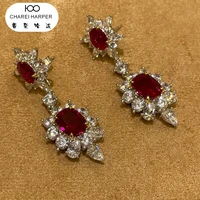 925 silver earring female long style temperament net red pendant red earrings earrings in 2022 new tide festive earrings