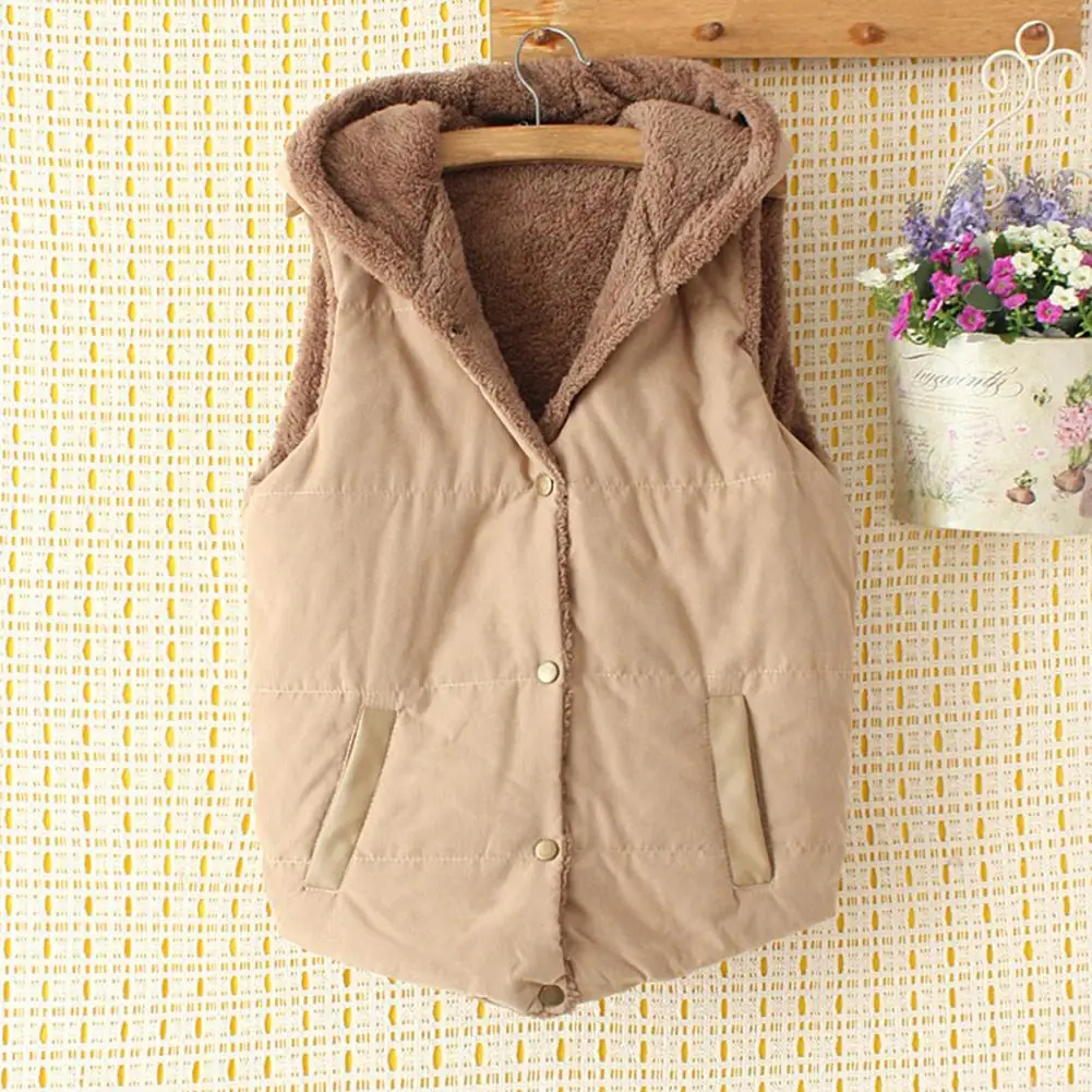 

Lady Waistcoat Cozy Turndown-collar Lady Vest Coat Cold Protection Female Vest Coat Jacket for Outdoor