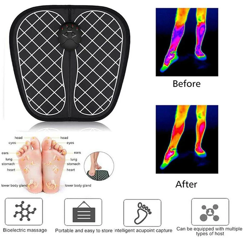 

EMS Electric Foot Stimulation massager Pad Folding Portable mats Fully Automatic Circulation Massage Body Machine for Men Women