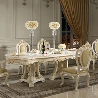 european style high grade all solid wood dining chair combination of milky white table american restaurant furniture