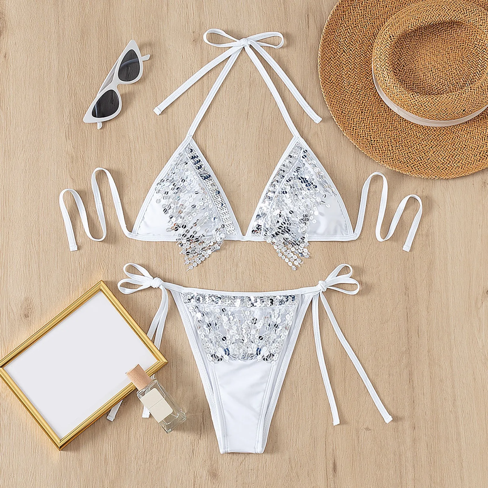 

Fashion women's shining Rhinestone Swimsuit thong women charming bikini crystal chain sexy suspender Swimwear shorts jewelry