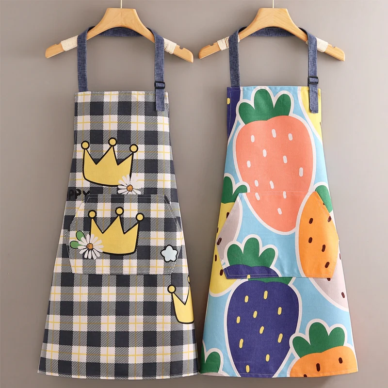 

Canvas apron women's home kitchen catering special work clothes men's breathable wear-resistant cute Korean cooking apron