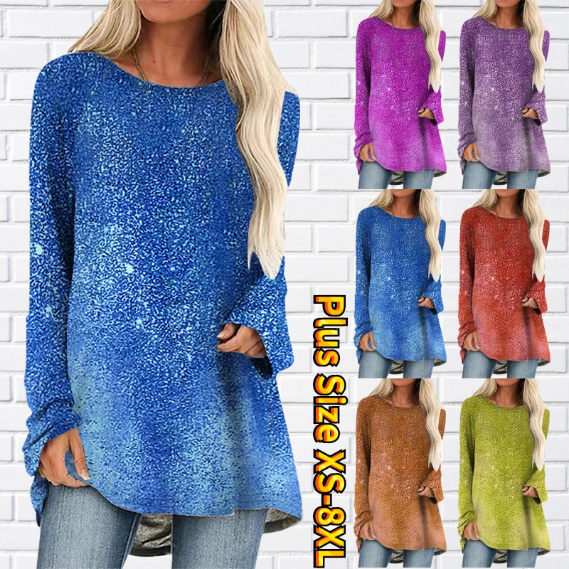 

Женская футболка с круглым вырезом, повседневный элегантный пуловер в стиле ретро с длинным рукавом и принтом, Осень-зима 2022