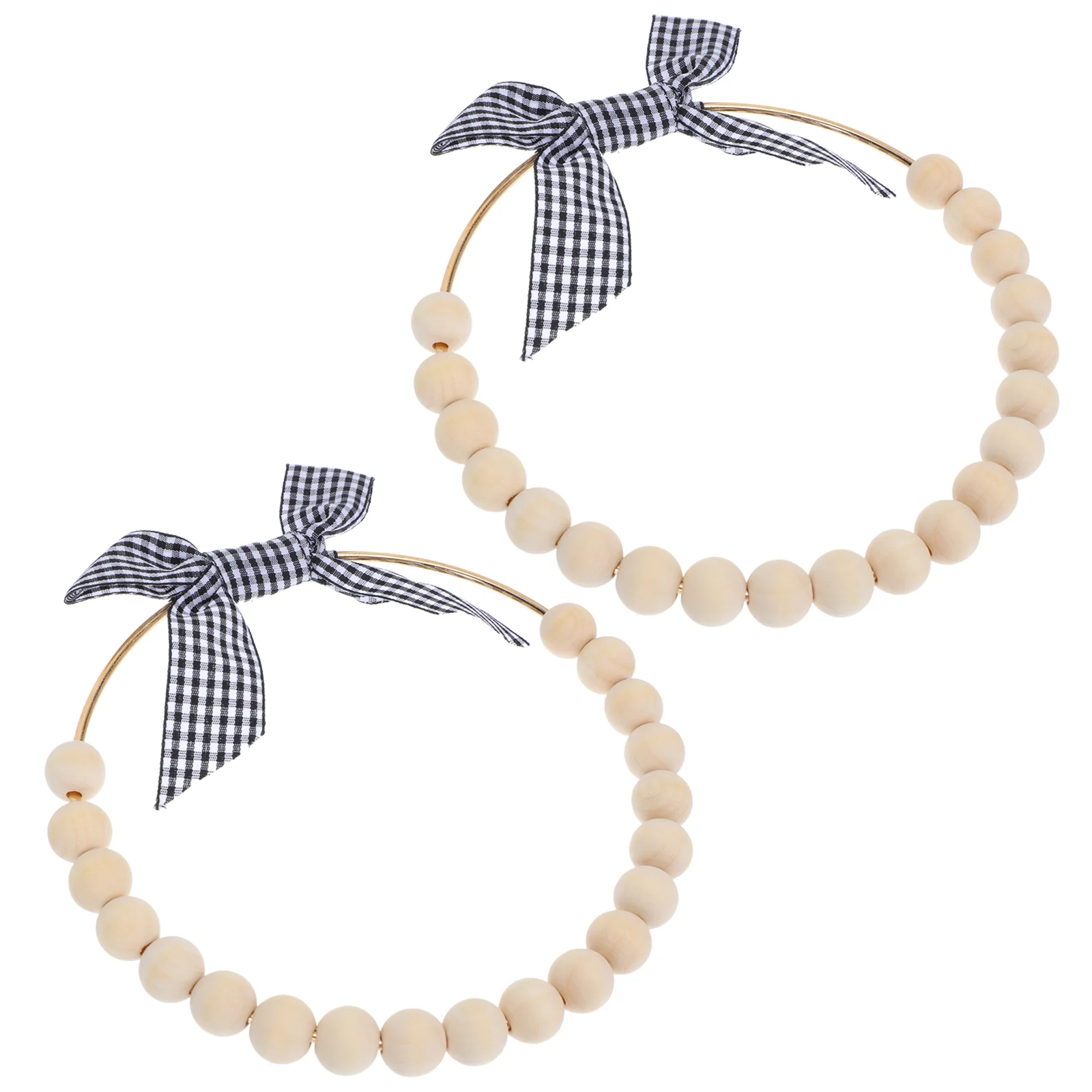 

Wood Bead Wreaths Christmas Hanging Cabinet Floral Wreath Ornaments Rustic Wall Farmhouse Kitchen Ornament Tree Metal Hoop Ring