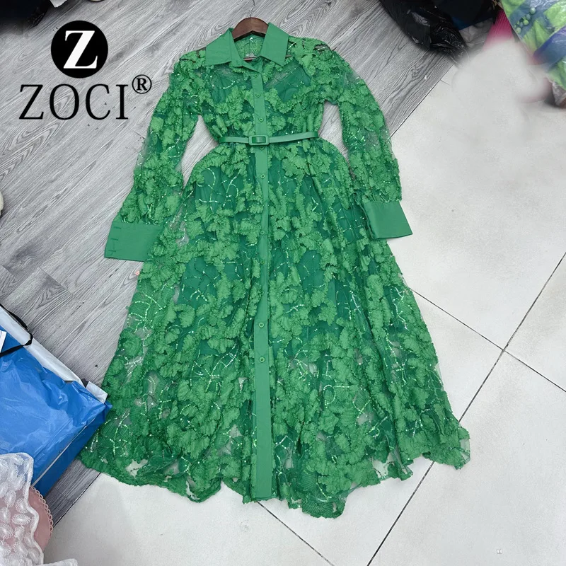 [ZOCI] 2024 осенние ряды австралийское женское роскошное длинное платье с блестящим