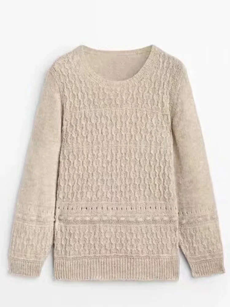 Женский Осенний вязаный свитер с длинным рукавом и высоким воротником