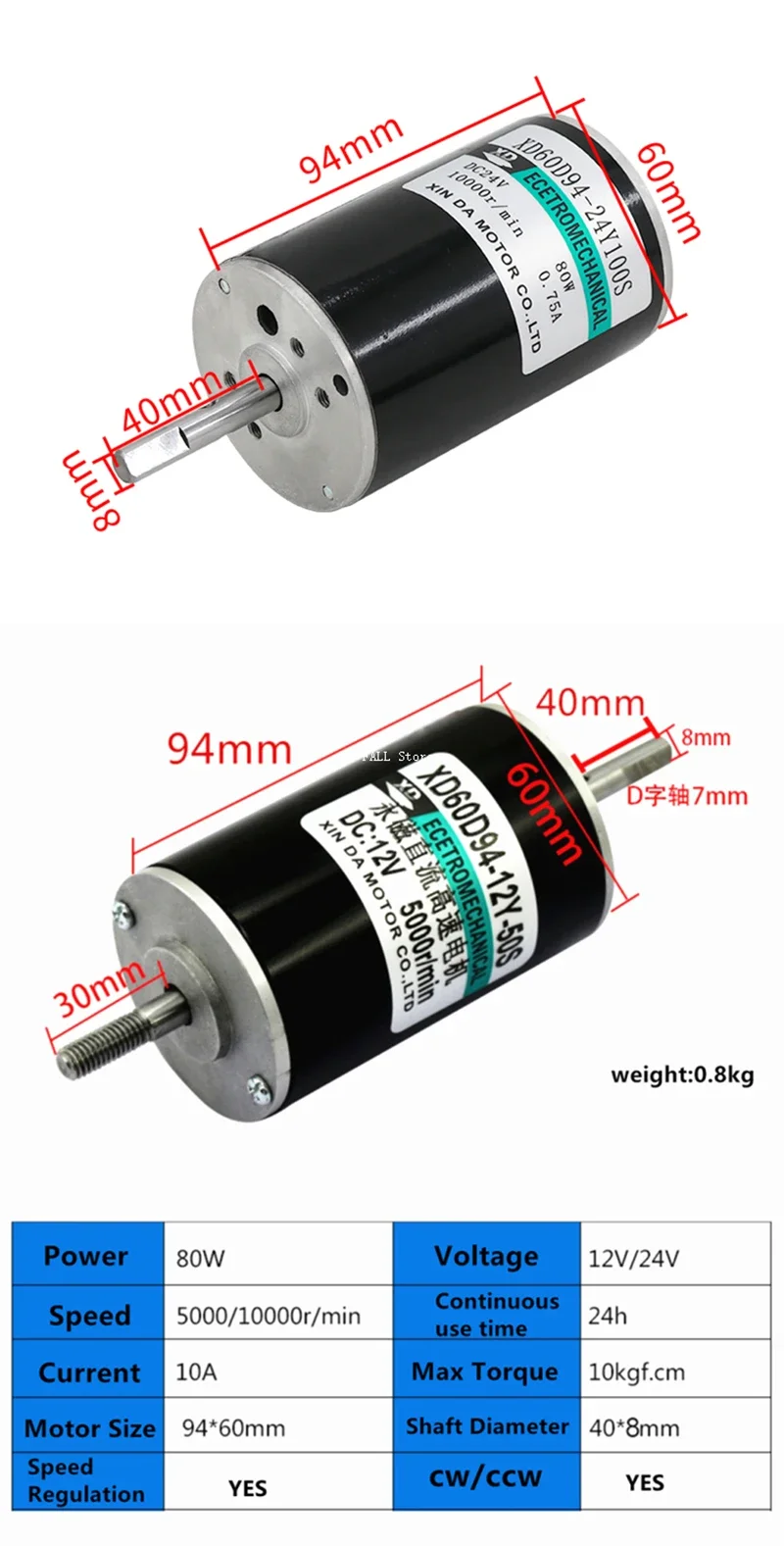 Двигатель постоянного тока с постоянным магнитом диаметром 60 мм 80 Вт 12 В/24 В