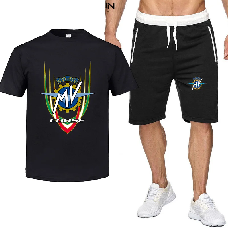 

NEW High quality Augusta fashion casual sportswear summer printing suit men jogging suit fitness clothes men's T-shirt + shorts
