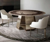 italian luxury round dining table and chair combination postmodern marble painted dining table