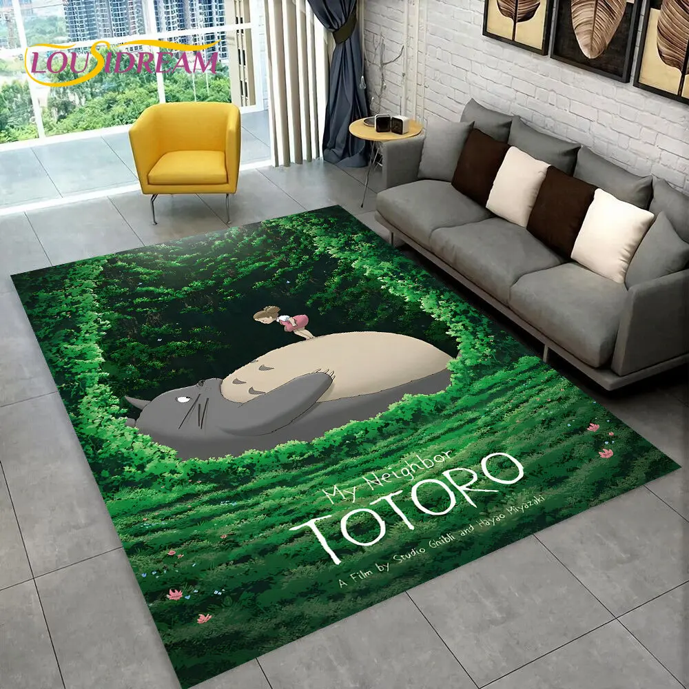 

Cartoon My Neighbor Totoro Anime Area Rug,Carpet Rug for Living Room Bedroom Sofa Doormat Decoration, Kids Non-slip Floor Mat 3D