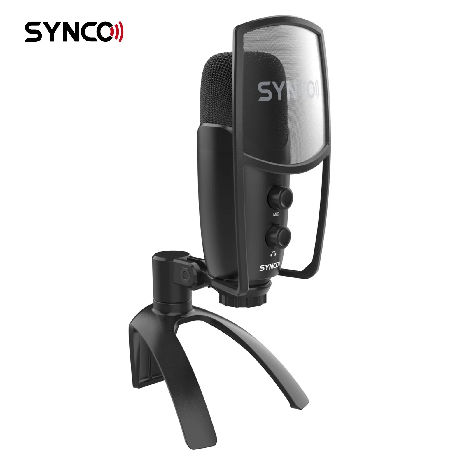 

SYNCO CMic-V2 USB Condenser Microphone Mic Cardioid 192kHz/24bit One-Button Muting Real-time Monitor with Pop Filter Mic Stand