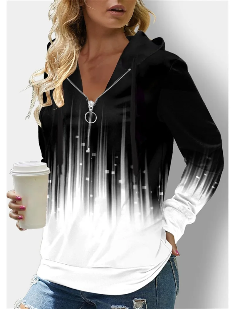

2022 New Fashion Women's Hoodie, 3D printed zipper shirt with mosaic pattern, fashionable street sweatshirt in spring, autumn an