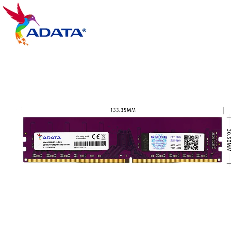 Оригинальная память ADATA Desktop Memoria RAM DDR4 2666 МГц 4 ГБ 8 VLP U-DIMM 288 Pin случайный доступ