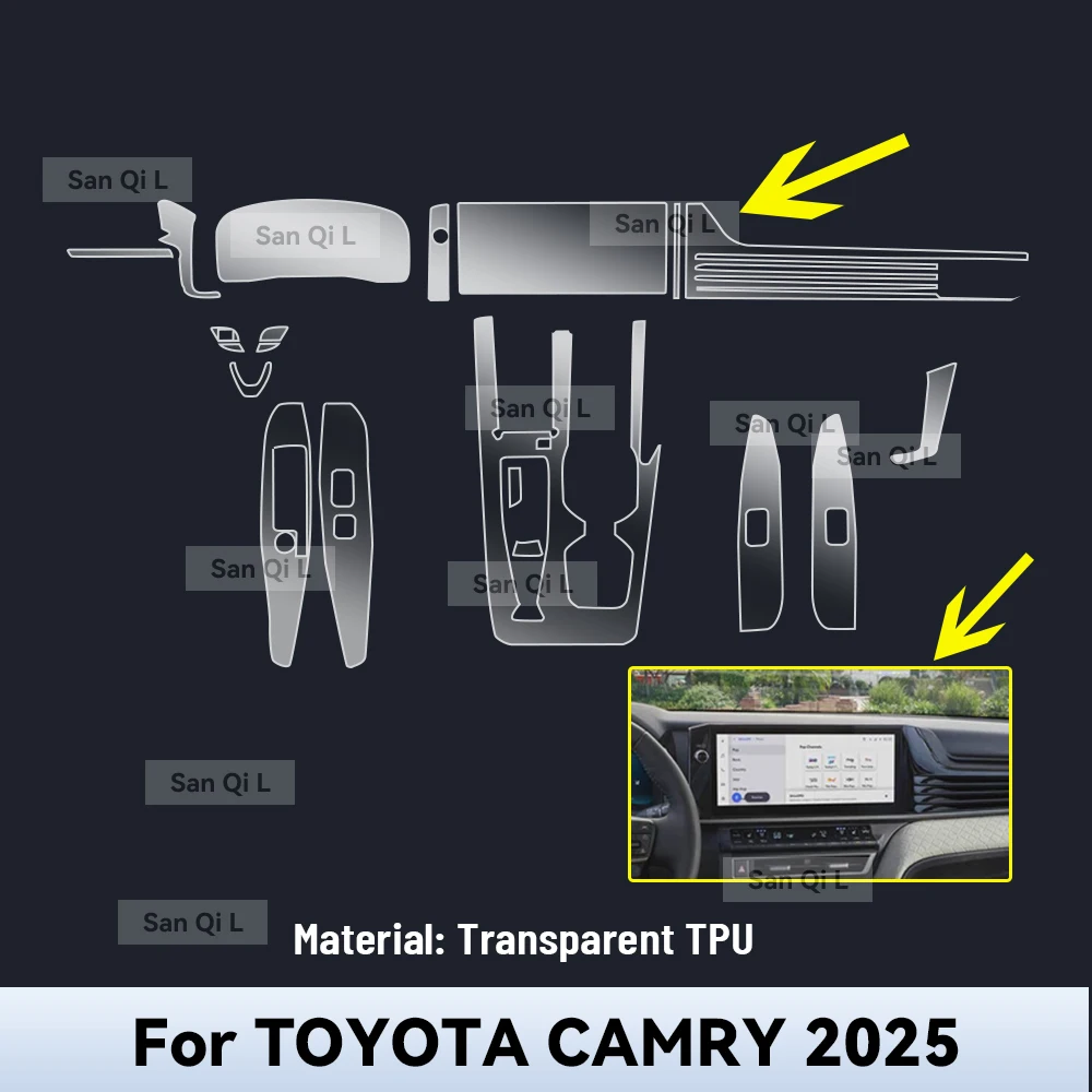 

Для TOYOTA CAMRY 2025 внутренняя центральная консоль, прозрачная защитная пленка из ТПУ, автомобильные аксессуары против царапин, набор для ремонта