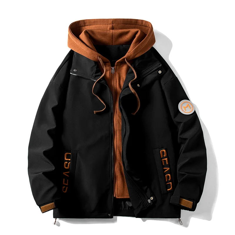 

Новинка 2023, мужская куртка из двух предметов, модная брендовая свободная Молодежная Повседневная куртка на весну и осень, модный мужской стиль