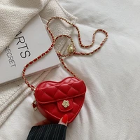 small women heart fashion shoulder crossbody bag pu leather quilted cute handbag luxury brand designer chain child messenger bag
