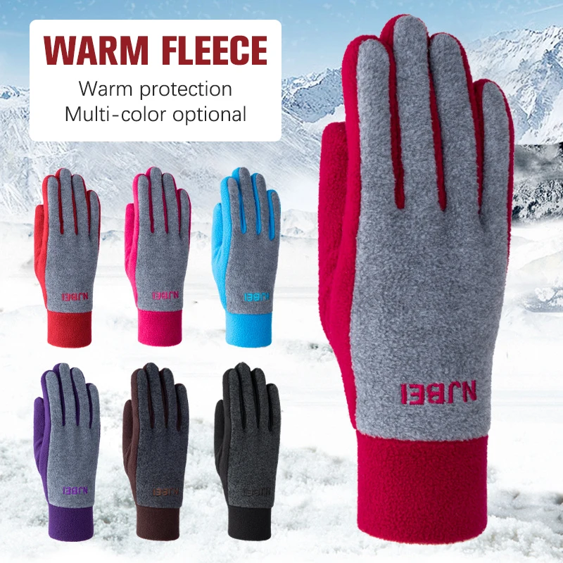 

1Pair Autumn And Winter Women's Fleece Gloves Thicken Warm Fleece Gloves Outdoor Cycling Gloves For Mountain Climbing And Skiing