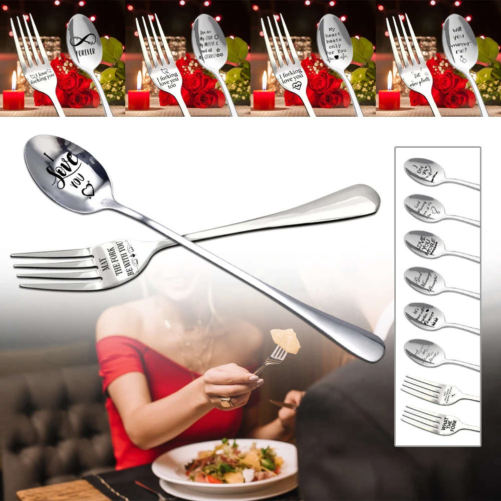 

NEW 1pcs I Forking Love You Engraved Fork Spoon Valentine's Day Gift for Girlfriend Boyfriend Wife Husband Festival Best Present