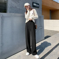 mopping floor suit womens trousers straight trousers feel relaxed high waist black wide legged trousers in autumn and winter