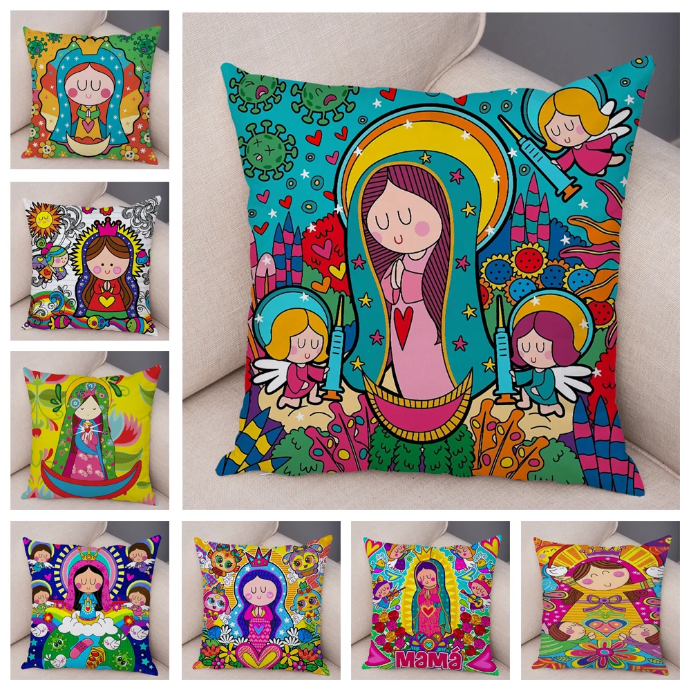 

Virgin Mary Art Pillowcase Decoration Kawaii Cartoon Children Sofa Cushion Cover Home Car Pillowcase