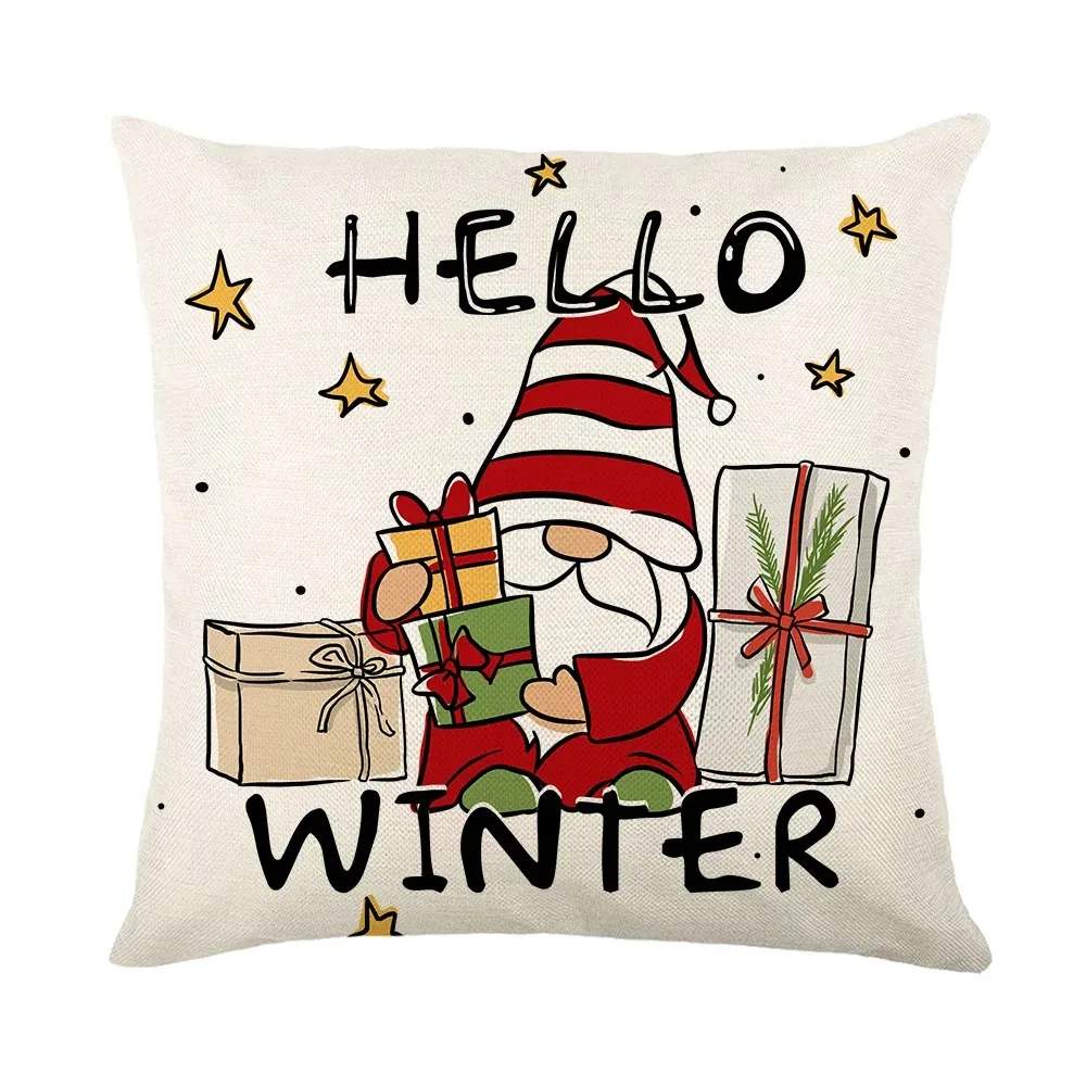 1 piece of Christmas decoration pillowcase Santa Claus dwarf tree printed cushion suite room home gift