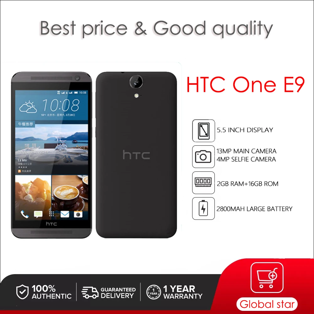 HTC One E9 Отремонтированный Оригинальный Разблокированный мобильный телефон 5.5-дюймовый сотовый телефон Octa-core 13MP Камера бесплатная доставка.