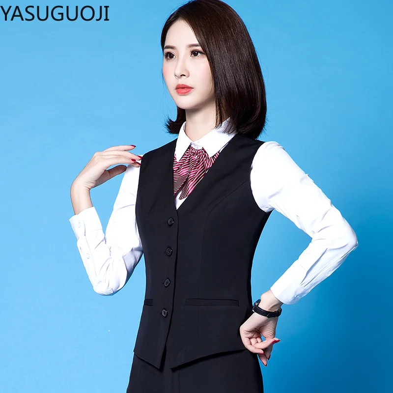 Новинка 2021 Модный деловой облегающий женский жилет YASUGUOJI офисный с V-образным
